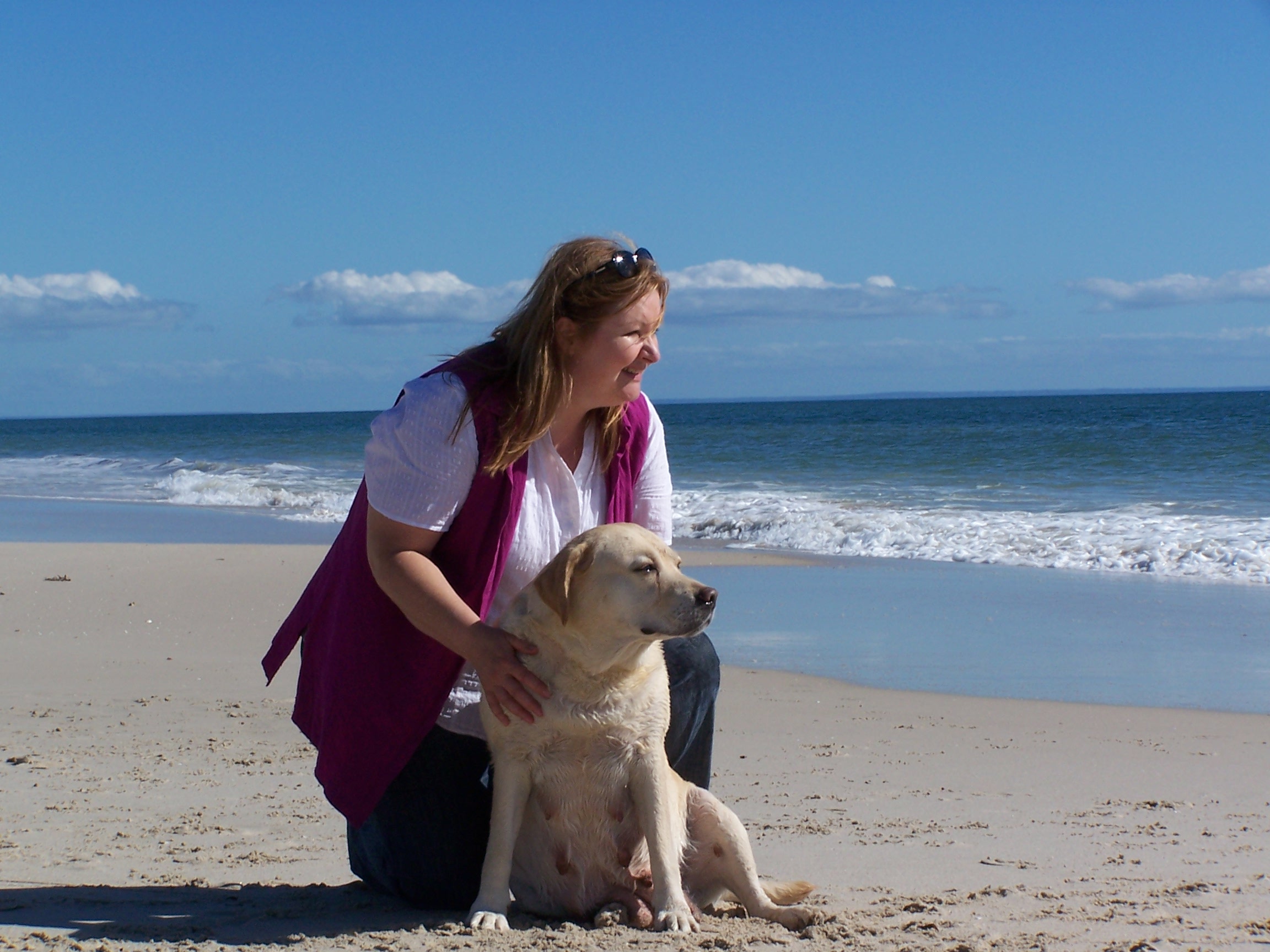 Alison with Gemma at beach